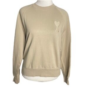 AMI PARIS‎ Alexandre Mattiussi De Couer Sweatshirt Beige Organic Cotton Small